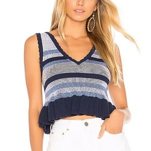 BCBGeneration Plaited Striped Tank in Blue Combo